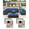 thumbnail image 2 of PUDO 10 Piece Patio Furniture Conversation Rattan Wicker Outdoor Lawn Furniture Covers Set Couch with Storage Box Removable BlueBlack Cushions Seating Sets and Glass Table, 2 of 7