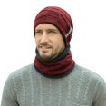 thumbnail image 2 of YAOBAMM Windproof Warm Hat Men Winter Hat Scarf Set Knitted Solid Color Plush Warm Windproof Neck Ear Protection Outdoor, 2 of 5