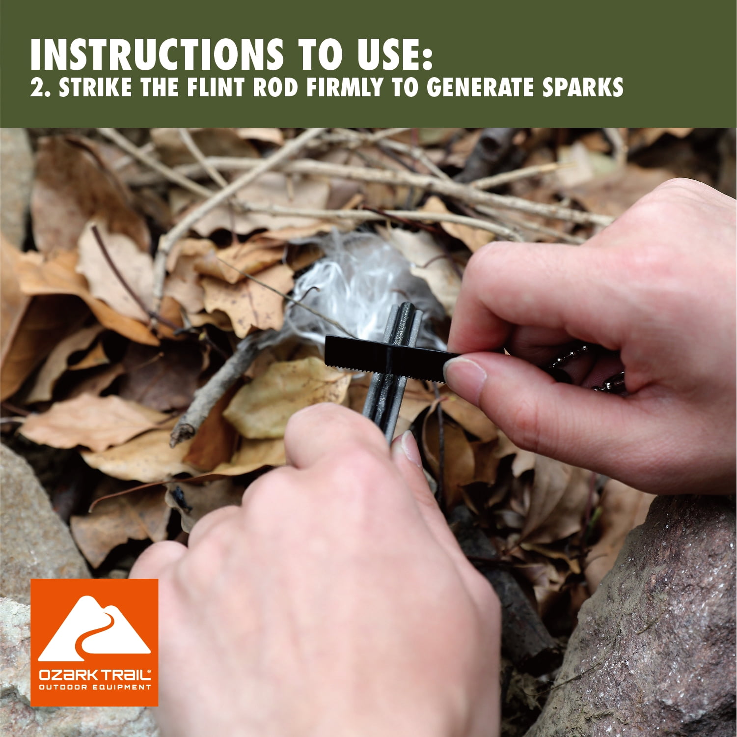 Ozark Trail Magnesium Fire Starter Bar with Striker and Flint Edge
