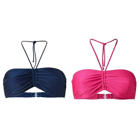 (2-Pack) Kcodviy Women s Summer Mix & Women Bathing Suit Shorts Plain Bikini Bandeau Top Teen Swimming Suits Swimwear Beachwear