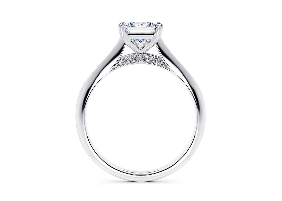 1 Ct Princess Cut Diamond Engagement Ring with Accents for Women – 925 Sterling Silver