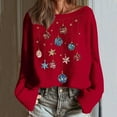 thumbnail image 2 of Oksale Sparkly Christams Sweaters Pullover for Women Trendy Boat Neck Xmas Sweater Soft Comfortable Tunic Tops for Holiday Red XXL, 2 of 6