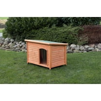 TRIXIE Classic Insulated Weatherproof Wooden Small Outdoor Dog House w-Hinged Roof, Brown