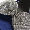 thumbnail image 3 of FSJ Women Sexy Rhinestones Bowknot Stiletto Thin High Heel Sandals Square Open Toe Ankle Buckle Strap Daily Walking Dress Shoes Size 12 Navy, 3 of 5