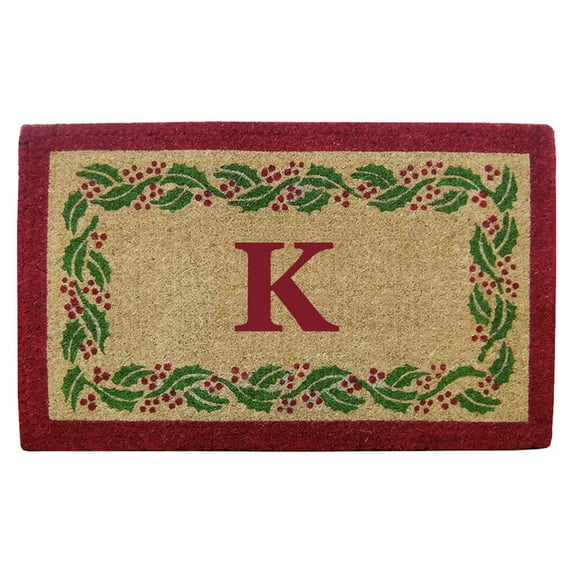 Nedia Home Holly Ivy Monogrammed Heavy Duty Coir Doormat