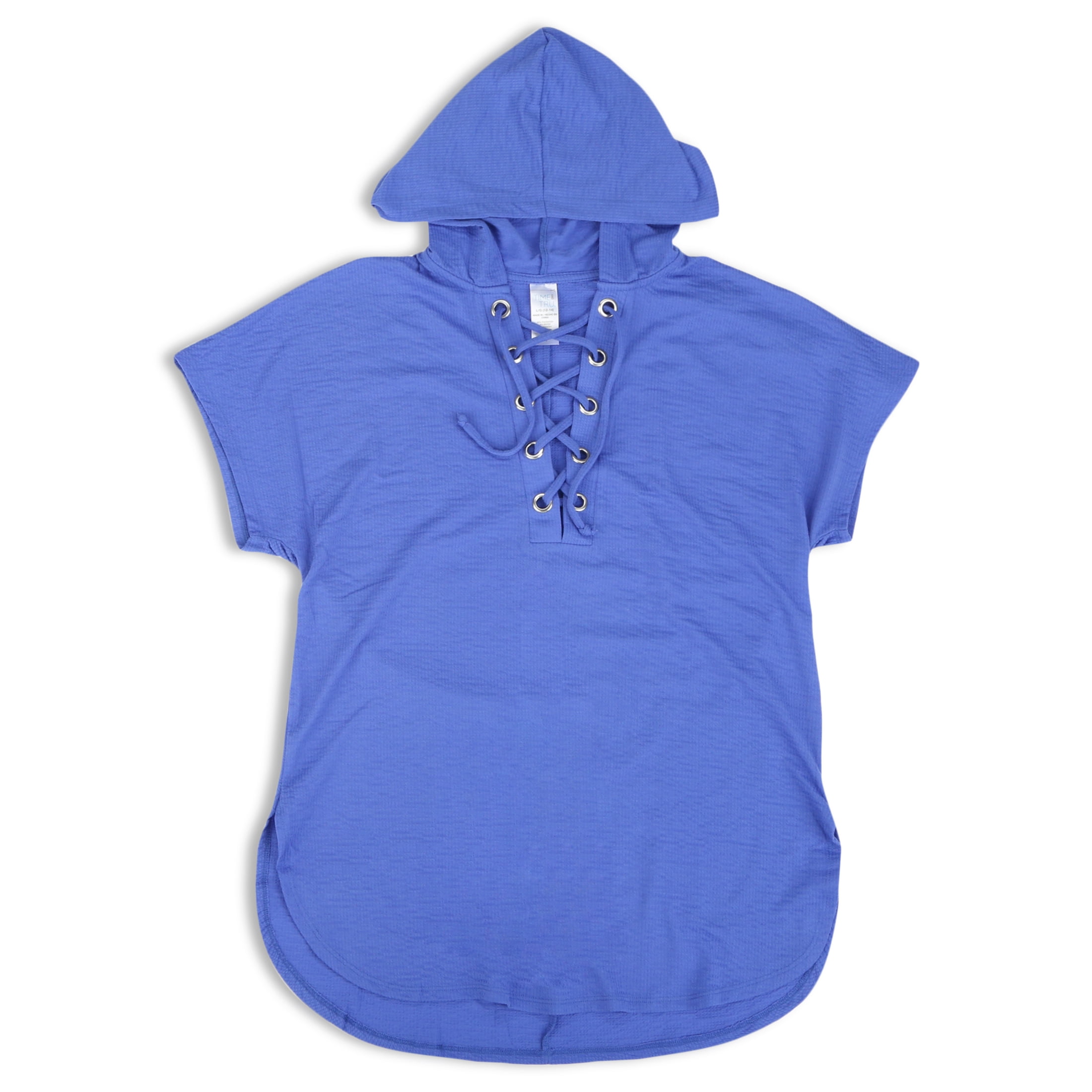 Time and Tru Women's and Plus Hooded Lace Up Cover Up