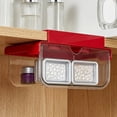 thumbnail image 5 of Under Shelf Drawer Organizer, No Drill Adhesive Pull Out Storage Bin for Kitchen Cabinet, Bathroom Vanity, and Desk Organization Space Saving, 10X10X9.5Cm Red, 5 of 6