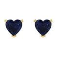 thumbnail image 3 of Clara Pucci 1.5 ct Brilliant Heart Cut Studs VVS1 Genuine Conflict free Blue Sapphire Solid 14K Yellow Gold Designer Everyday Earrings Push back, 3 of 5