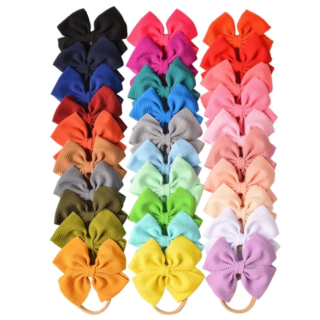 Diademas Prohouse Big Bows de nailon para bebés y niñas, 30 unidades
