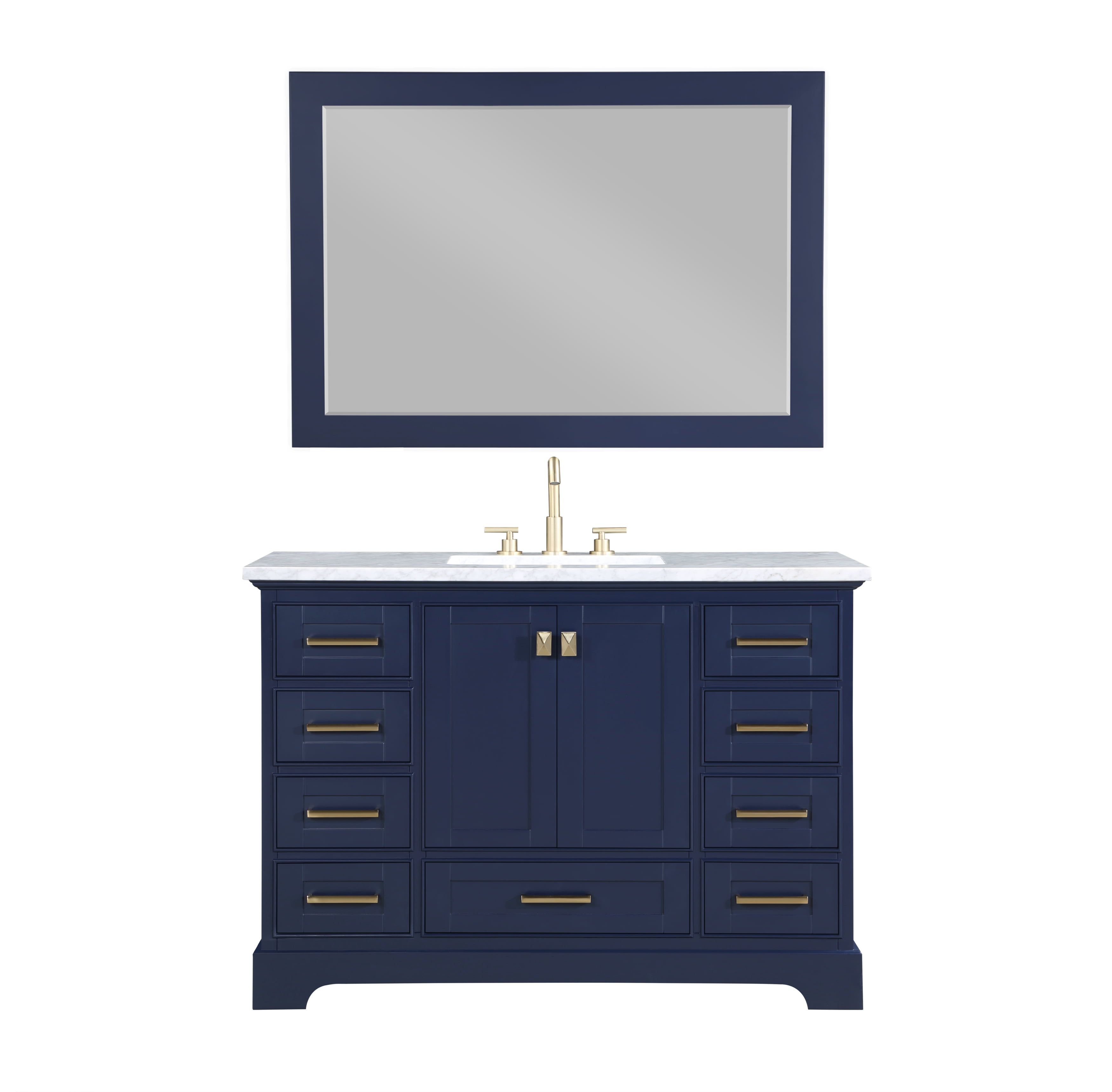Stufurhome Brittany Dark Blue 48 inch Single Sink Bathroom Vanity with Mirror - Walmart.com