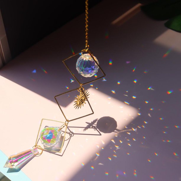 Decoración Moon Sun Ball Crystal Hanging Metal Pendant Garden Decor (20)