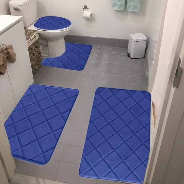 Fiudx Juego de Alfombras de Baño de Espuma, Suave Terciopelo Polar con Reverso Antideslizante, Muy Absorbentes, Lavables a Máquina, Juego de 4 Alfombras de Baño, Diseño Moderno, Multiusos, 40 X 60 Cm