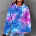 thumbnail image 3 of Women's Hoodies Waffle Drawstring Tie-Dye Print Long Sleeve Pullover Tops Casual Stylish Sweatshirts With Kanga Pockets (M, Multicolor), 3 of 5