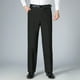 thumbnail image 1 of Pantalones largos para hombre, color liso, con cremallera, botones, pierna recta, pierna ancha, pantalones de traje casuales, pantalones de poliéster para hombre, 1 of 9