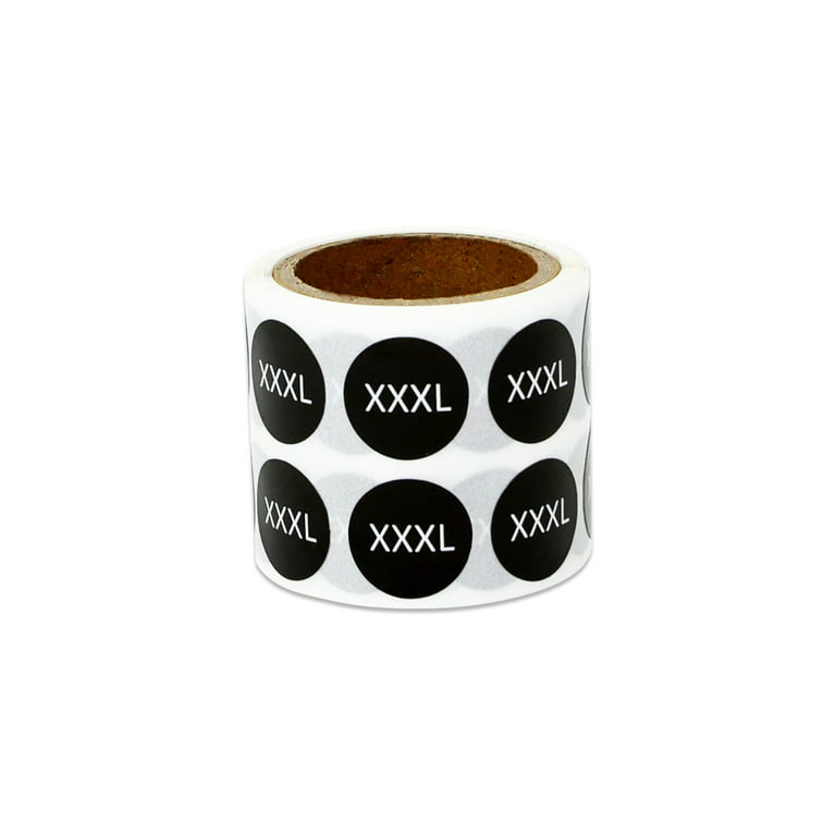 1/2 ( XXXL ) XXX-Large Stickers Labels for Retail, Clothing, Clothing  Sizes Etc (2 Rolls / Black) 