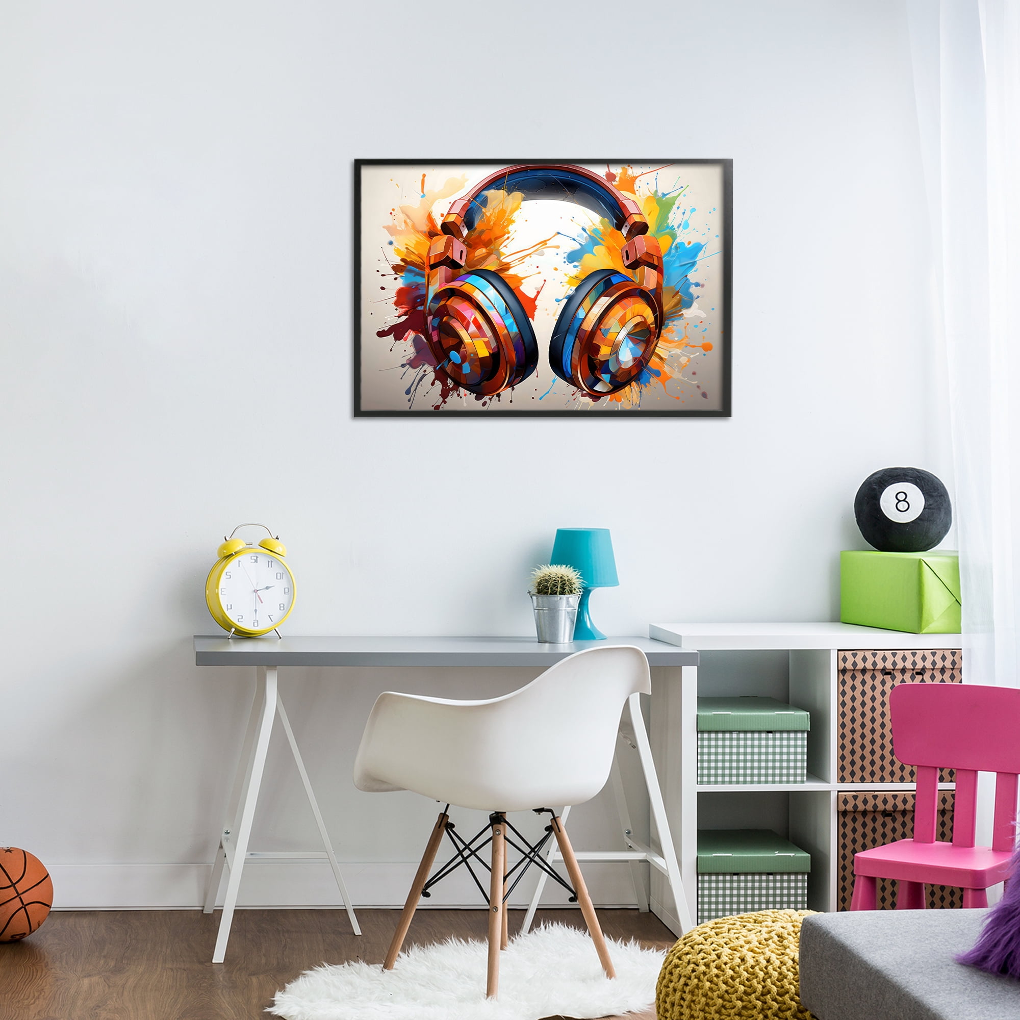Stupell Industries Music In Color Splatter Black Framed Giclee Art, design by Creative Studio