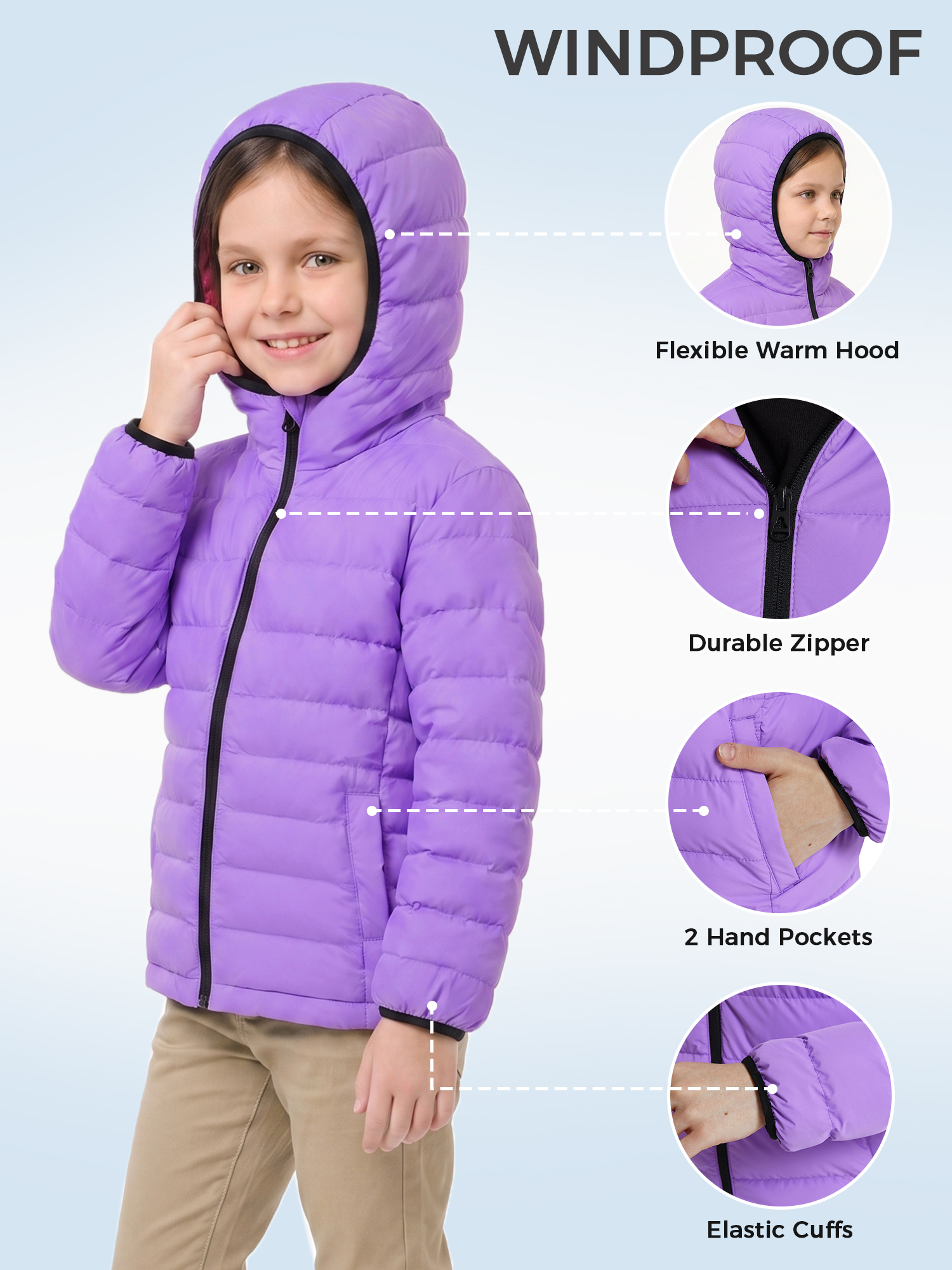 Wantdo Girls' Lightweight Packable Puffer Jacket photo 5