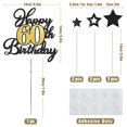 thumbnail image 2 of Cake Topper OffiCreative 60.º cumpleaños negro y dorado con brillo, 2 of 7