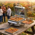 thumbnail image 4 of 16000 BTU Dual-Burner Tabletop Grill, 304 Stainless Steel Portable Propane BBQ Grill with Dual Side Shelves for Camping, Patio & Backyard, 4 of 8