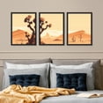 thumbnail image 3 of PixonSign Framed Canvas Print Wall Art Set - Joshua Tree Desert Landscape Art - Set of 3 California Desert Cactus Southwest Wall Décor for Living Room, Bedroom - 11"x14" Panels Black, 3 of 5