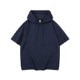 thumbnail image 2 of Holzkary Short Sleeve Hoodies for Women Athletic Tops Summer Sweatshirts Spring Pullover Sports Tops Dressy Casual Short Sleeve Oversized Tshirts Summer Hoodie Tunics Tops Loose Fit Shirts Navy 3Xl, 2 of 8