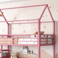 thumbnail image 4 of Bellemave Bunk Bed with Slide and Stairs, Metal Twin Over Twin House Bunk Bed Frame with Storage Shelves, Floor Low Bunk Beds for Bedroom (Pink), 4 of 8
