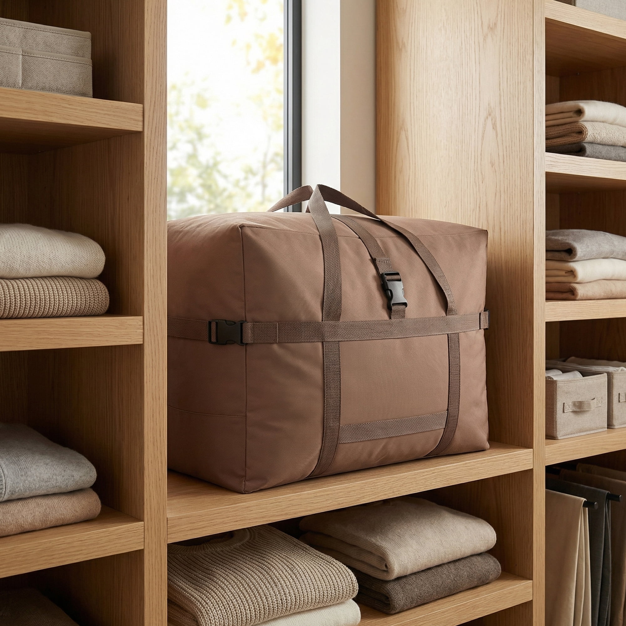 Unique Bargains Clothes Storage Oxford Moving Bag Khaki 23.6*11.4*16.9in