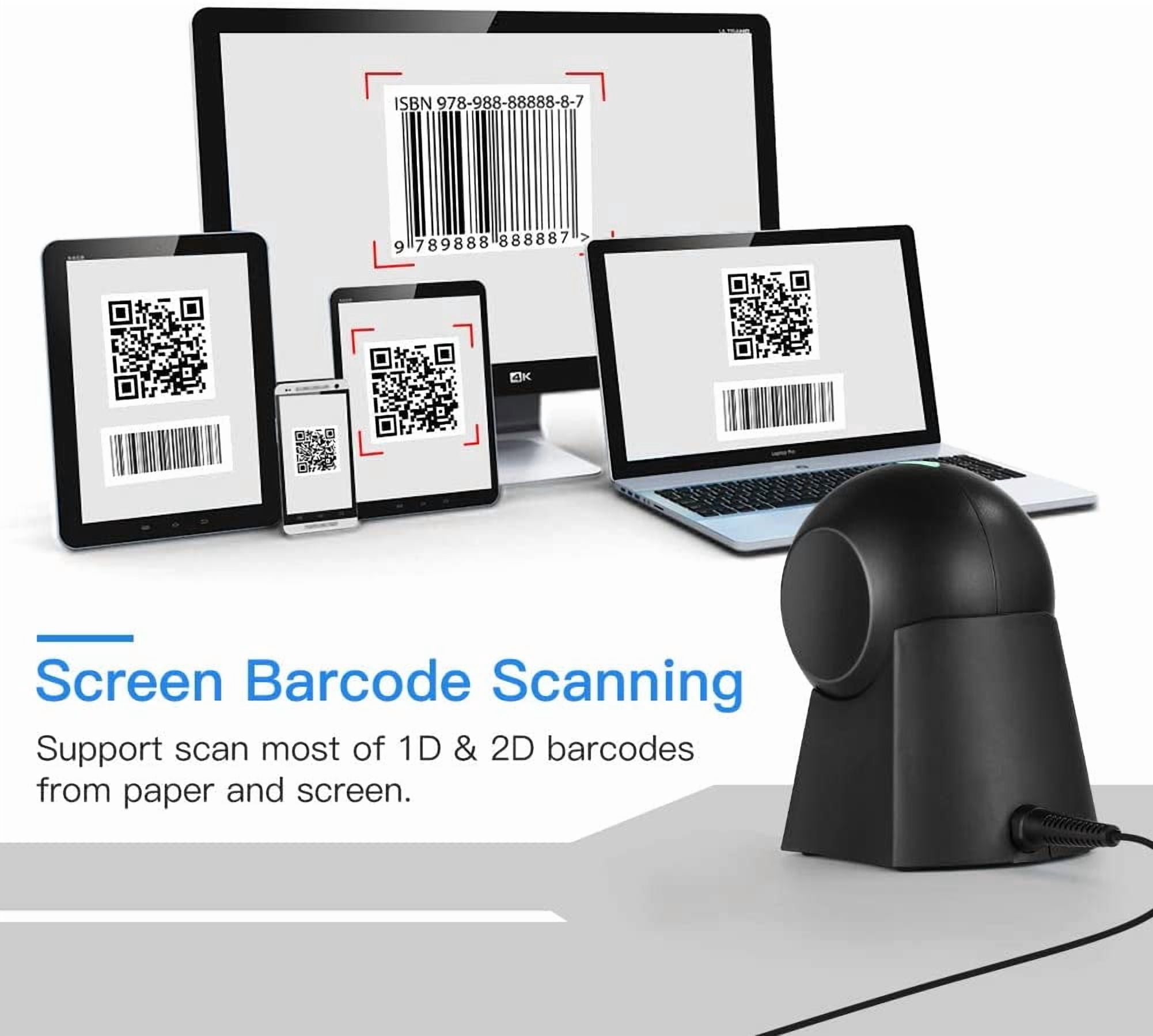Hands-Free 1D 2D Desktop Barcode Scanner, QR Barcode Reader Support Screen Scanning Platform Scanner for Warehouse, Supermarket, Retail Store, Bookstore Pos System
