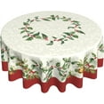 thumbnail image 1 of Joyeux Noël Nappes Rondes 60 Pouces Nappe de Vacances Décor Hiver Or Vert Nappe Tissu Polyester Saison Extérieur Couverture de Table pour Cuisine Extérieur Intérieur Fête, 1 of 6