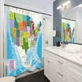 thumbnail image 2 of American Map Shower Curtain 72X72 Inch Educational Geography USA Cities White Earth Technology Colorful Kids Bathroom Home Decor Polyester Fabric 12 Pack Plastic Shower Hooks, 2 of 4