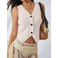 thumbnail image 3 of Sweater Vest Women Spring Summer Casual V Neck Sleeveless Button Down Waistcoat Knit Tank Tops, 3 of 4