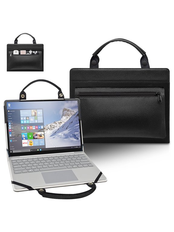 Lenovo ideapad L3 15IML05 Laptop Sleeve, Leather Laptop Case for Lenovo ideapad L3 15IML05with Accessories Bag Handle (Black)