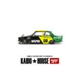 thumbnail image 2 of Datsun Street 510 "Racing V2" Black and Green with Yellow Accents (Designed by Jun Imai) "Kaido House" Special 1/64 Diecast Model Car by Mini GT, 2 of 2