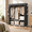 Black-3 Row - 52'' Wide, variant on Portable Closet For Hanging Clothes 52 Inch Wide Wardrobe With Cover 6 Storshelves And 3 Rod Diameter 19mm Metal Pipe Sturdy Bedr