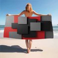 thumbnail image 2 of Geometric Abstract Art Red Black Grey Beach Towel Soft Microfiber Bath Towel Quick Dry Sport Spa Pool Towels, 2 of 5