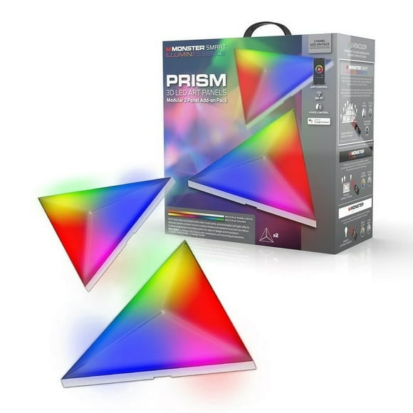 Monster LED Modulaire Intelligent 3D LED Art 2 Panneaux Prisme Pack Additionnel, Nécessite Pack de Démarrage