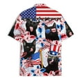 thumbnail image 4 of Funny Floral Tropical Patriotic Black Cat Hawaiian Shirt For Men Aloha Mens Hawaiian Shirts Short Sleeve Button Down Shirt, 4 of 7