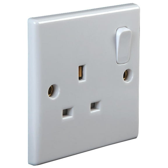 PRO ELEC - Switched 1-Gang, Single-Pole Mains Socket, Round Edge, 13A, 250V