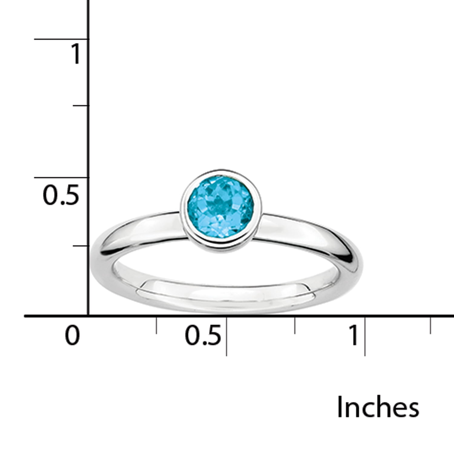 Sterling Silver Low 5mm Round Blue Topaz Ring