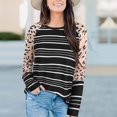 thumbnail image 2 of Camiseta holgada Apalfuy con cuello redondo y estampado de rayas de manga larga para mujer negro S, 2 of 7