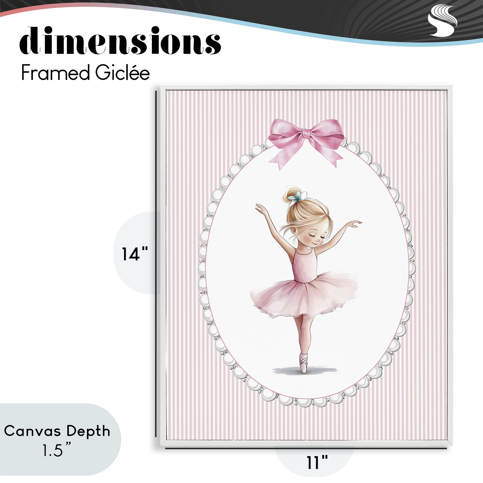 Stupell Industries Dance Pink Ballerina White Framed Giclee Art, design by Christine Simpson Art