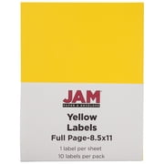 JAM Paper Full Page Labels, 8 1/2 x 11, Yellow, 10/Pack