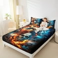 thumbnail image 4 of Feelyou Gothic Sugar Skull Full Size Sheets, Ice Fire Dragon Bed Sheets, Nature Lightning Sheet Sets, Happy Halloween Room Decor, 4 of 7