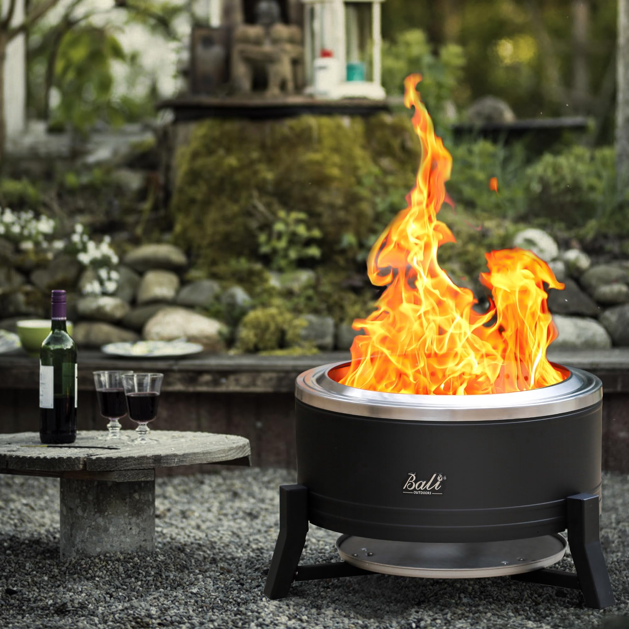 BALI OUTDOORS 22 Inch Smokeless Fire Pit Portable Wood Burning Firepit for Patio and Camping