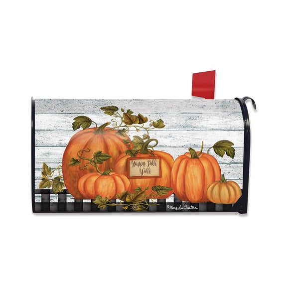 Briarwood Lane Mailbox Cover - Standard Size - Happy Fall Y'all Pumpkins Farmhouse For Fall Mailbox Cover
