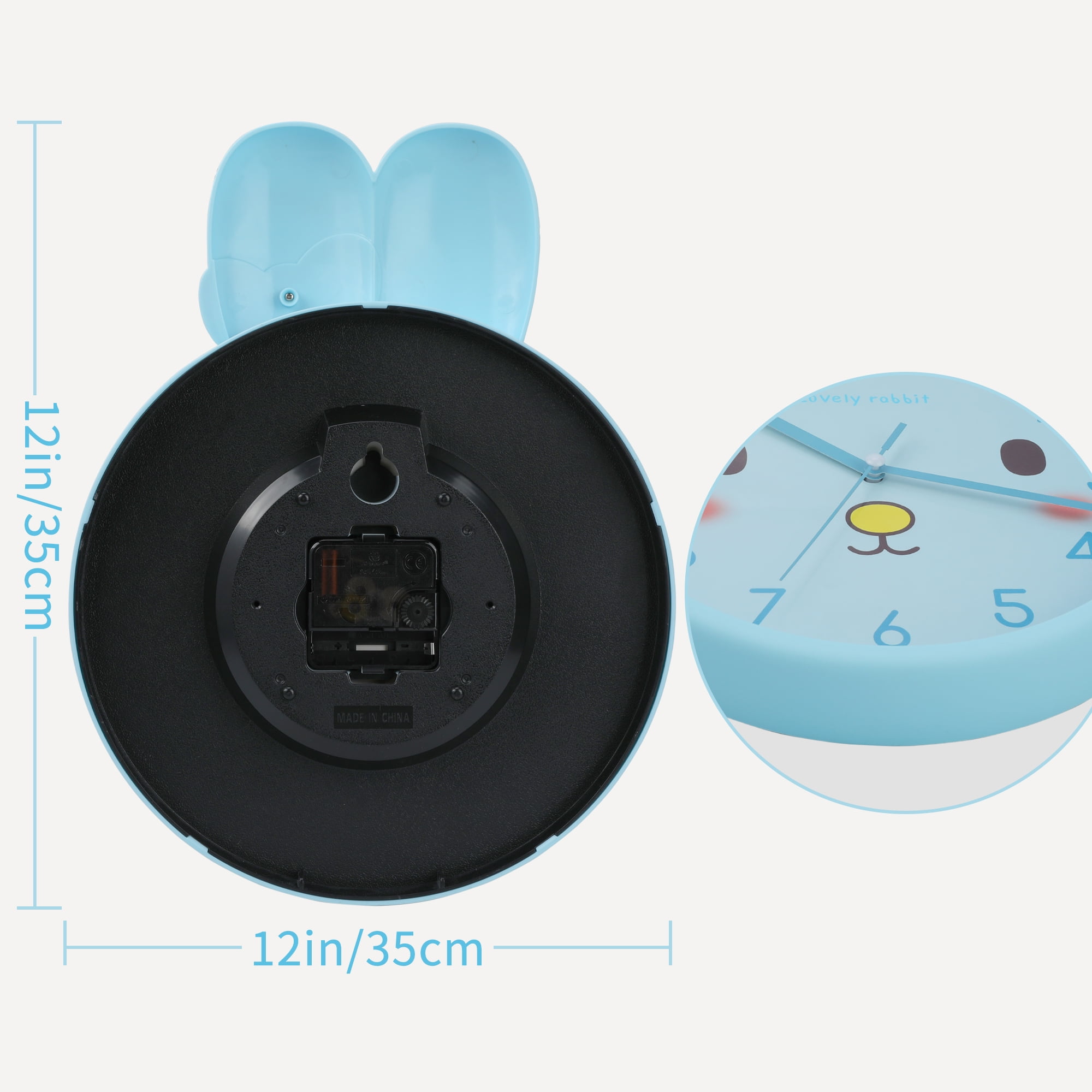 Unique Bargains 1pc Cute Bunny Face 3D Rabbit Wall Clock 13" x 10" x 1.5" White