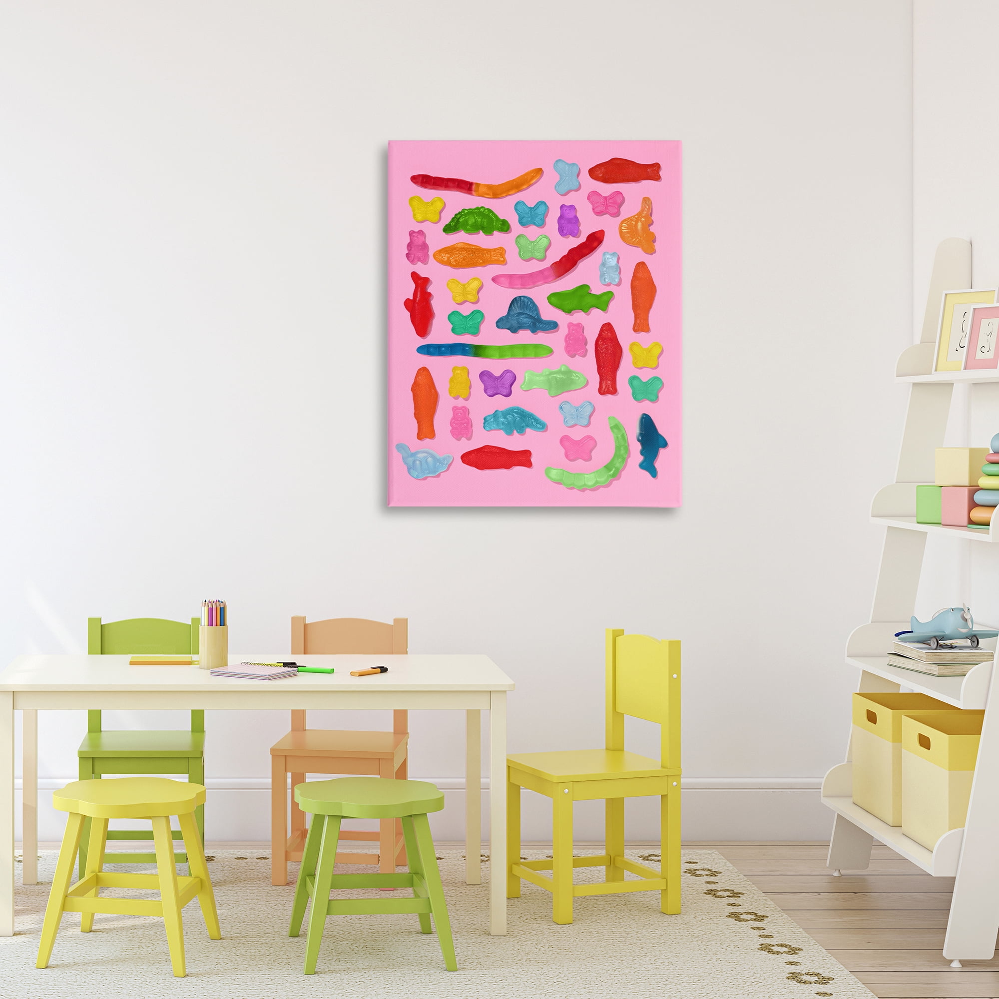 Stupell Industries Pink Gummy Animal Collage Canvas Wall Art, design by LISH Creative
