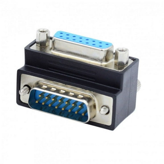 FVH Down 90 Degree Angled DSUB D-subminiature 15pin Male to Female Extension Adapter DB Connector