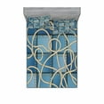 thumbnail image 2 of Nautical Bedding Set with Sheet & Covers, Various Patches of Denim in Sea with Sailor Knot Rope on Foreground Image Art Print, Printed Bedroom Decor 2 Shams, 4 Sizes, Blue, by Ambesonne, 2 of 3