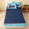 thumbnail image 4 of Erosebridal Train Zipper Twin Comforter Sets with Fitted Sheet and 2 Pillowcases, Steam Engine Zipper Bedding Set, Blue Cartoon, Navy Reversible, 4 of 7